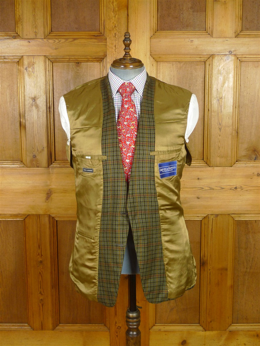 25/1005 near immaculate gieves & hawkes savile row green gun check pure cashmere sports jacket blazer 42 regular