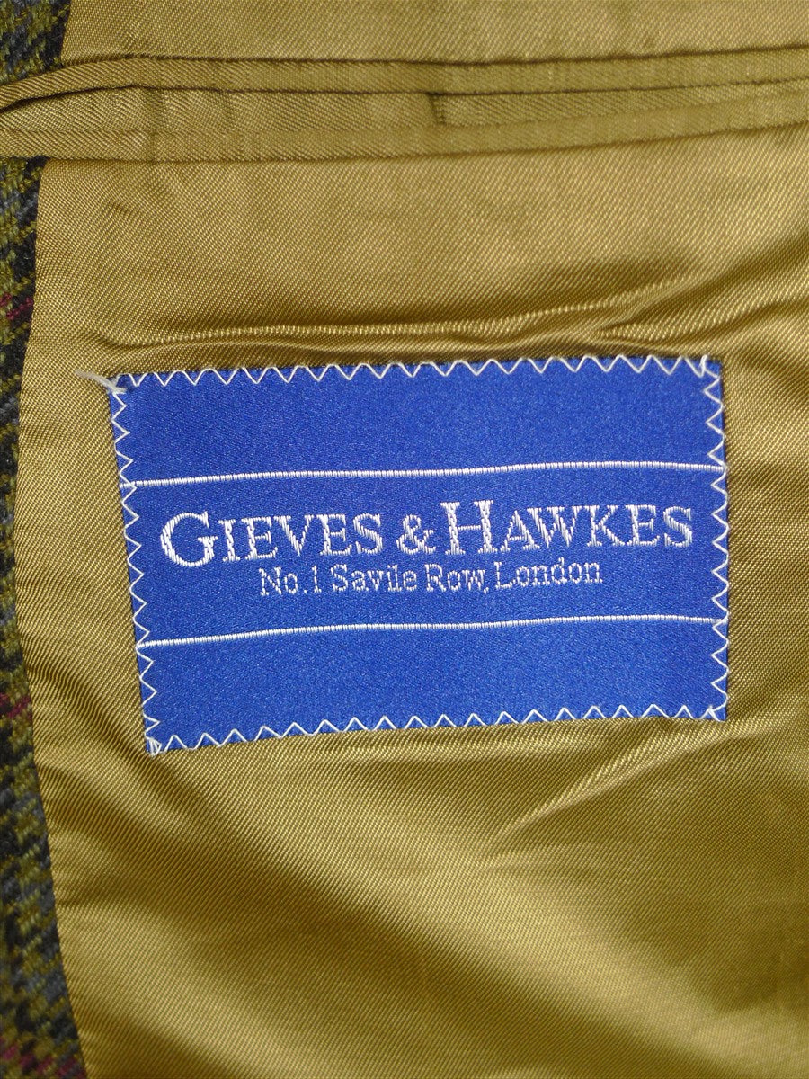 25/1005 near immaculate gieves & hawkes savile row green gun check pure cashmere sports jacket blazer 42 regular