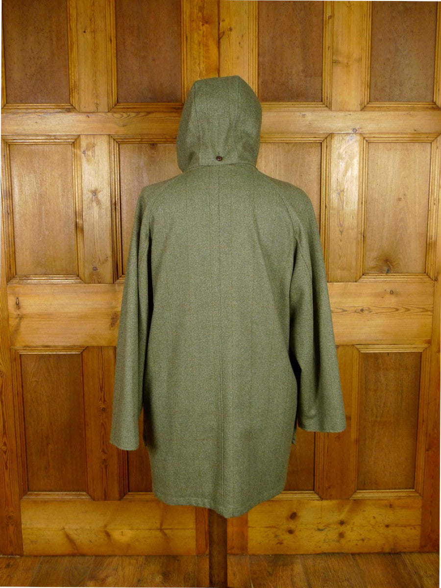 25/1023 immaculate john g hardy heavyweight green wp check tweed shooting field coat w/ detachable hood 40-42