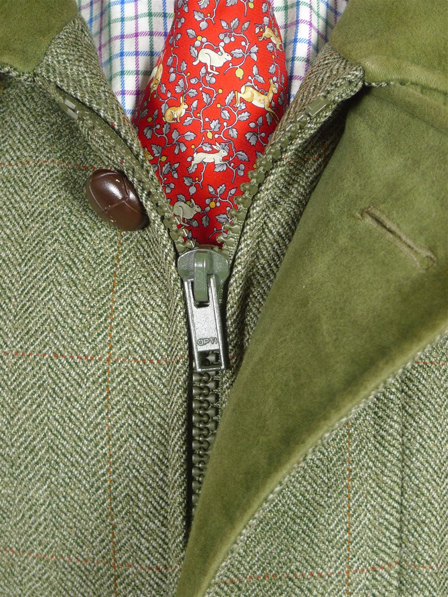 25/1023 immaculate john g hardy heavyweight green wp check tweed shooting field coat w/ detachable hood 40-42