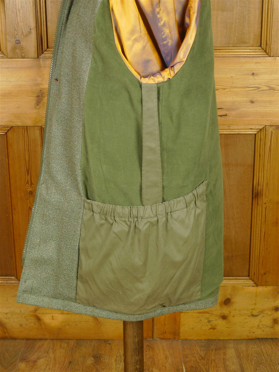 25/1023 immaculate john g hardy heavyweight green wp check tweed shooting field coat w/ detachable hood 40-42