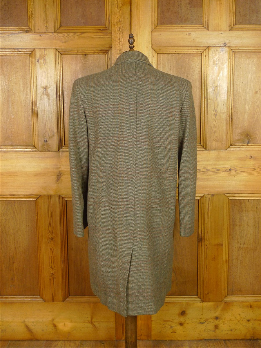 25/1025 beautiful heavyweight 1940s 1950s vintage simpson piccadilly green wp check tweed overcoat 41-42