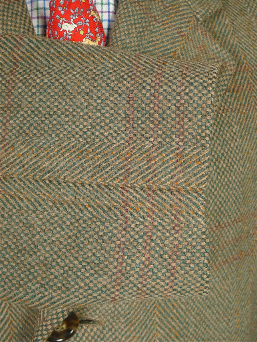 25/1025 beautiful heavyweight 1940s 1950s vintage simpson piccadilly green wp check tweed overcoat 41-42