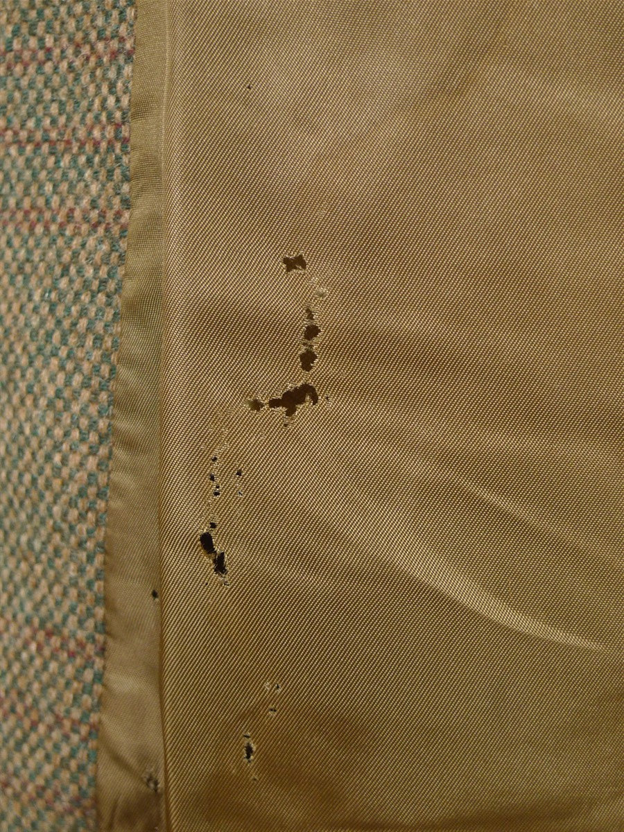 25/1025 beautiful heavyweight 1940s 1950s vintage simpson piccadilly green wp check tweed overcoat 41-42