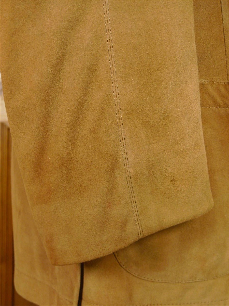 25/1012 beautiful near immaculate invertere fawn brown suede leather safari style jacket 42 long