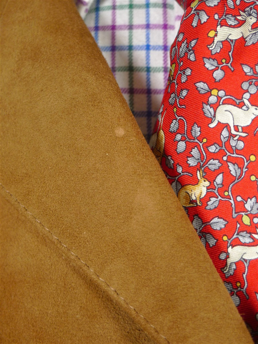 25/1012 beautiful near immaculate invertere fawn brown suede leather safari style jacket 42 long