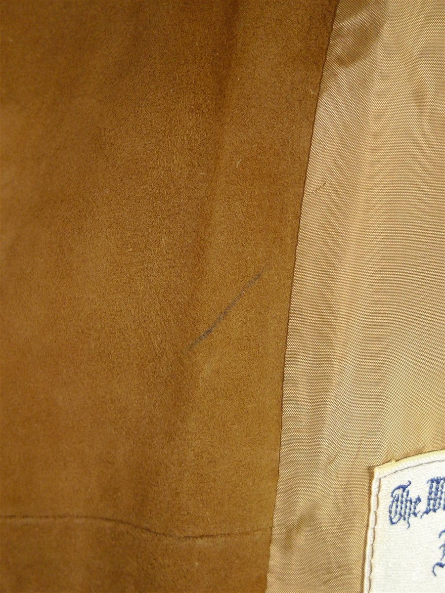 25/1012 beautiful near immaculate invertere fawn brown suede leather safari style jacket 42 long