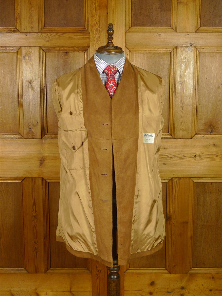 25/1012 beautiful near immaculate invertere fawn brown suede leather safari style jacket 42 long