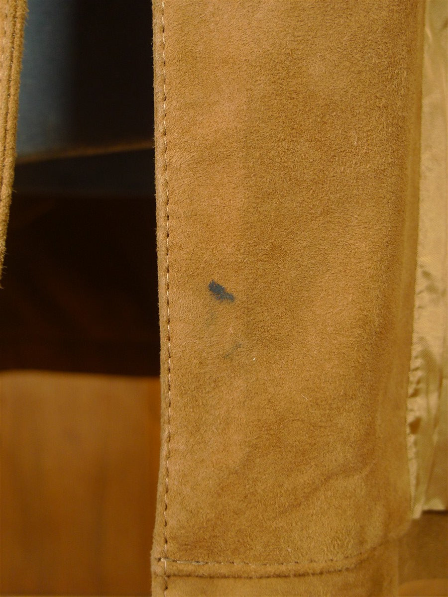 25/1012 beautiful near immaculate invertere fawn brown suede leather safari style jacket 42 long