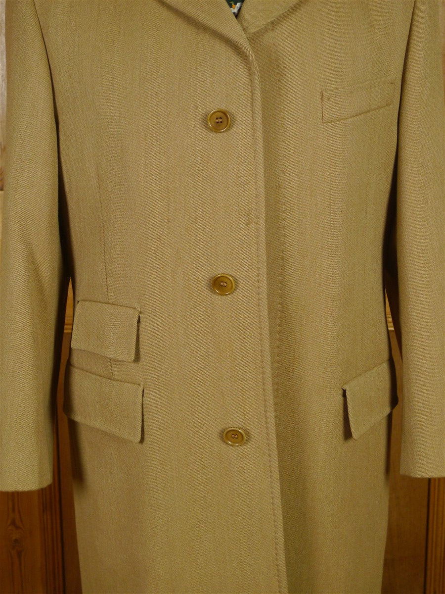 25/1027 vintage daks london tan cavalry twill covert coat overcoat w/ velvet collar 40