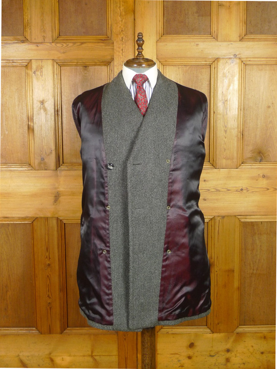25/1029 vintage macintosh grey twill tweed d/b pea coat overcoat 42-44