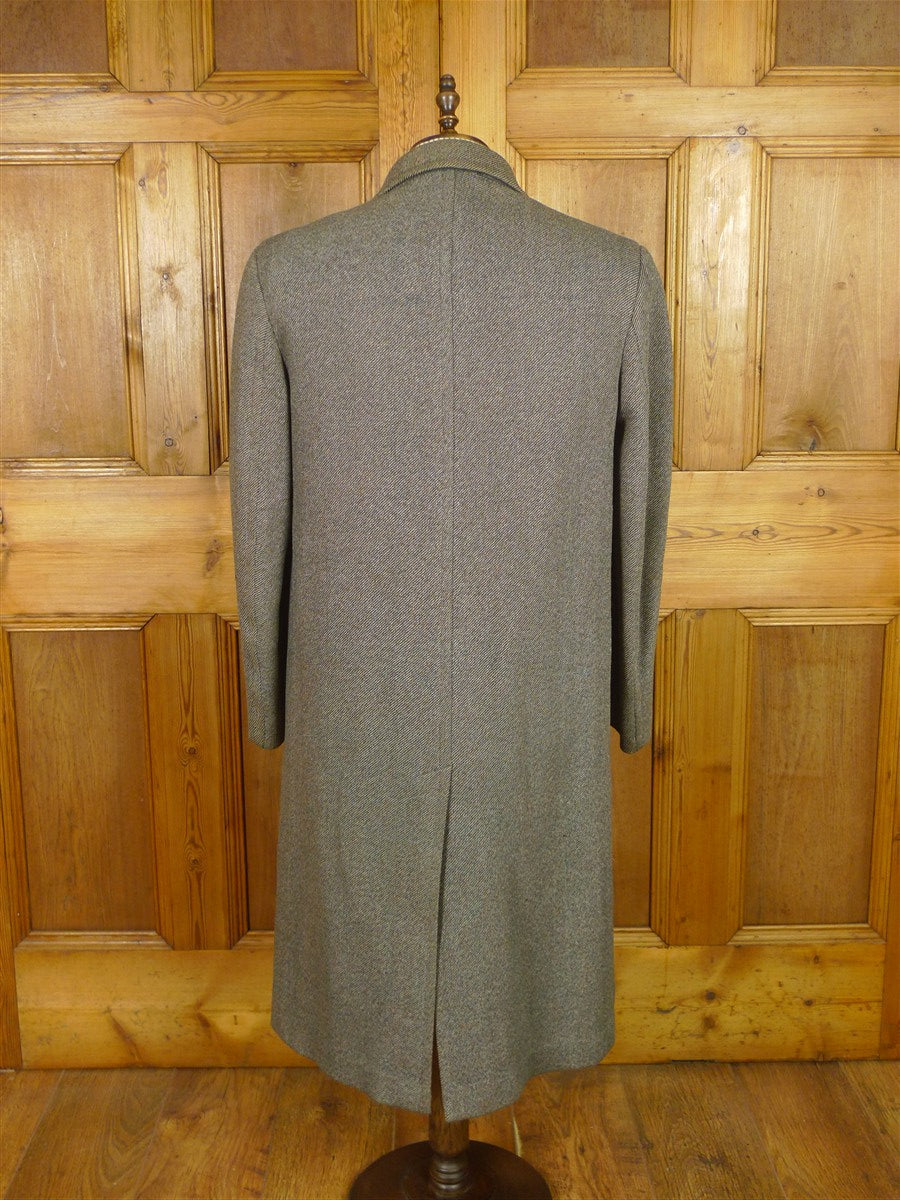 25/1026 heavyweight 1950s 1960s vintage simpson piccadilly grey green twill tweed overcoat 38-40