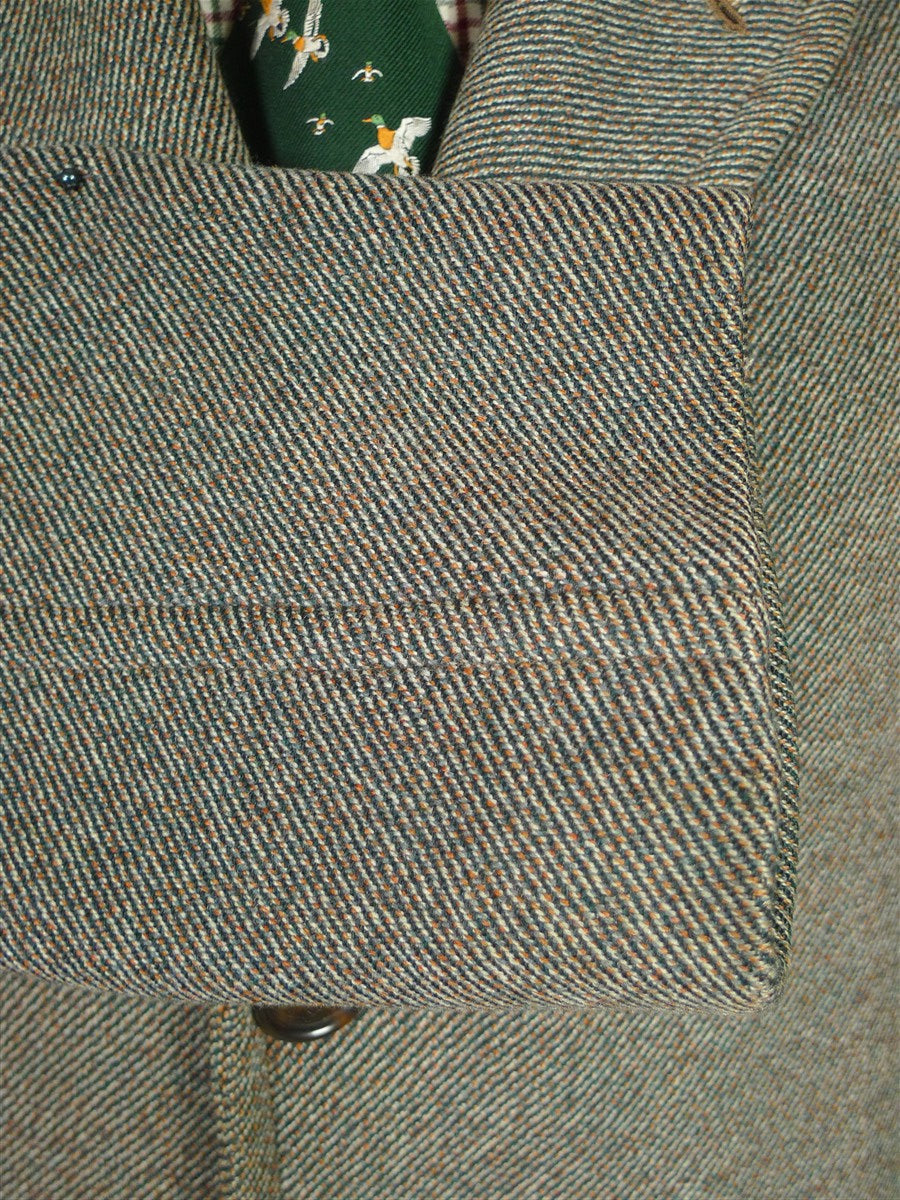 25/1026 heavyweight 1950s 1960s vintage simpson piccadilly grey green twill tweed overcoat 38-40