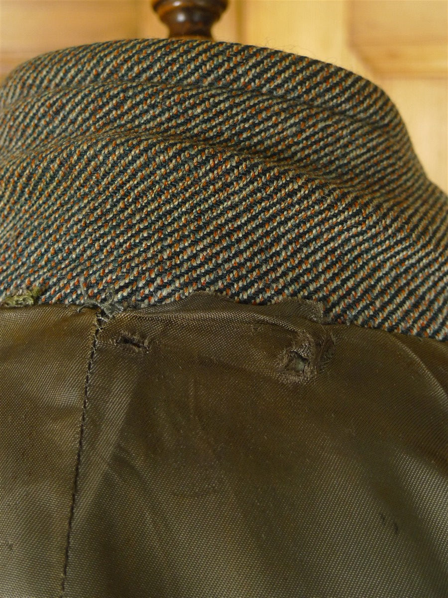 25/1026 heavyweight 1950s 1960s vintage simpson piccadilly grey green twill tweed overcoat 38-40