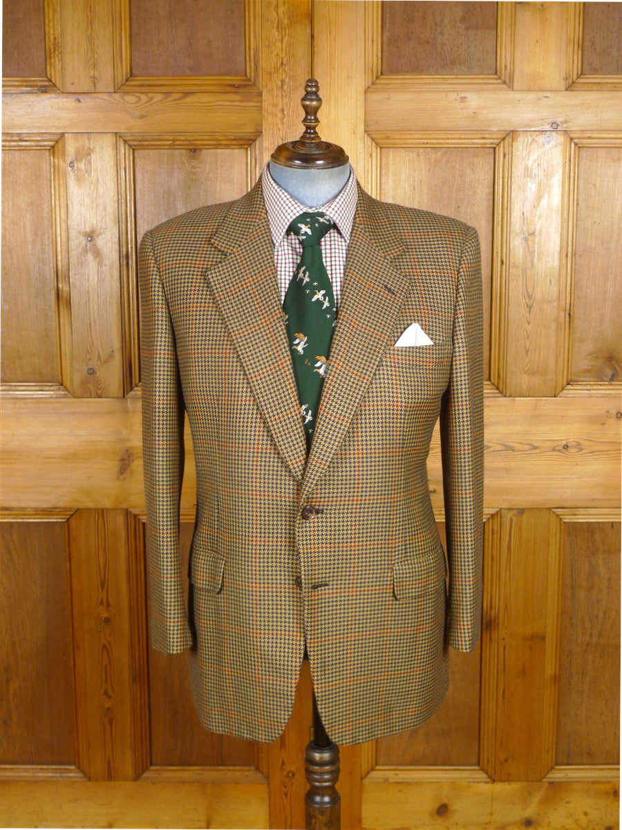 25/1006 immaculate gieves & hawkes savile row brown gun check pure cashmere sports jacket blazer 43-44 regular