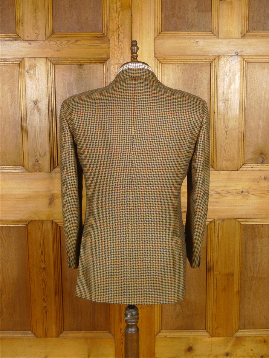 25/1006 immaculate gieves & hawkes savile row brown gun check pure cashmere sports jacket blazer 43-44 regular
