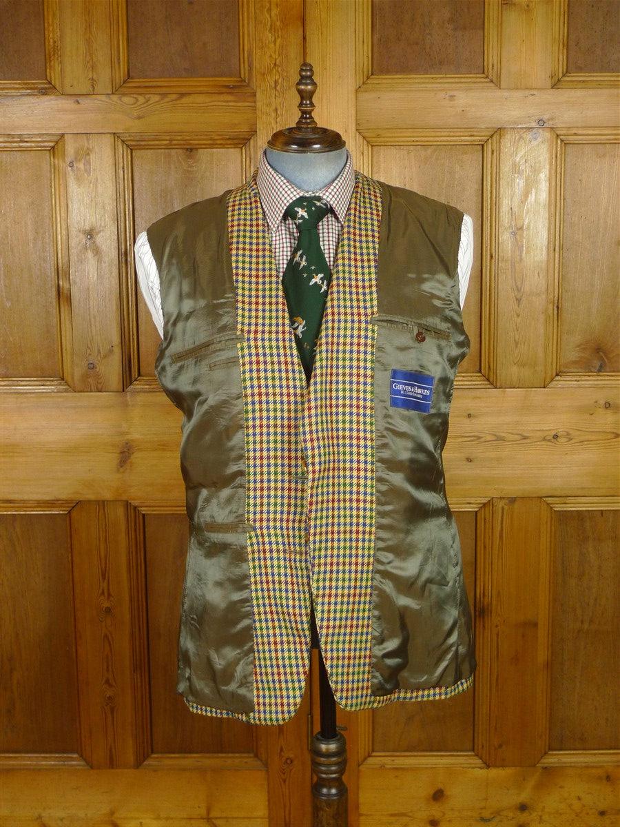25/1007 near immaculate gieves & hawkes savile row gun check wool tweed sports jacket blazer 43-44 regular