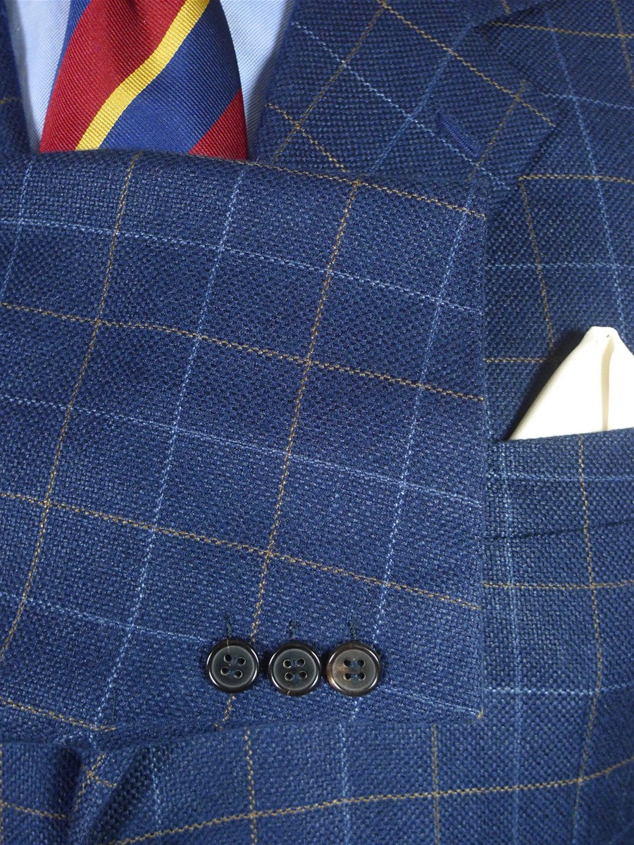 25/1014 gieves & hawkes savile row blue graph check wool silk & linen sports jacket blazer 46 regular