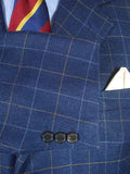 25/1014 gieves & hawkes savile row blue graph check wool silk & linen sports jacket blazer 46 regular