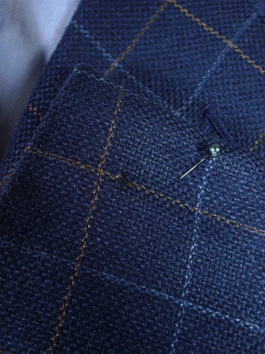 25/1014 gieves & hawkes savile row blue graph check wool silk & linen sports jacket blazer 46 regular