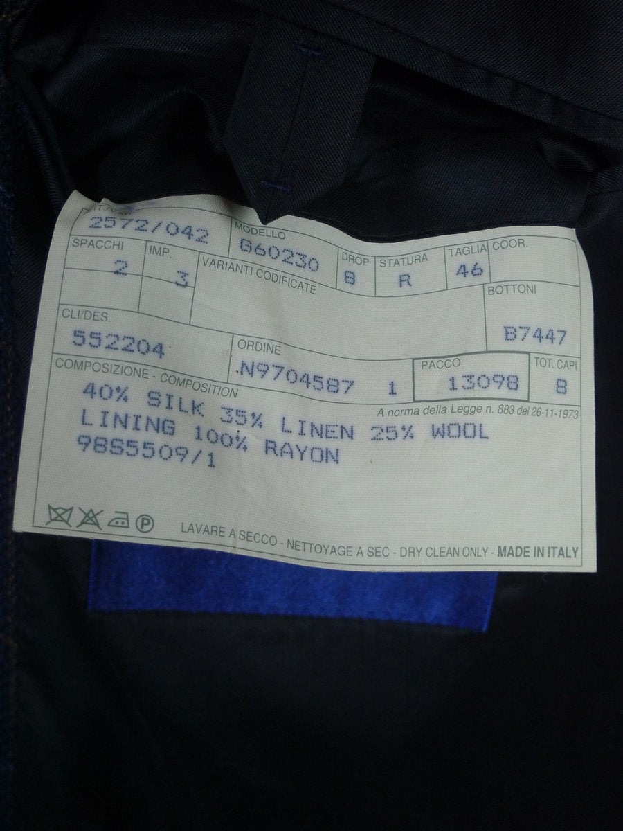 25/1014 gieves & hawkes savile row blue graph check wool silk & linen sports jacket blazer 46 regular