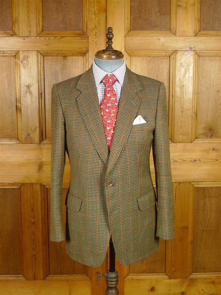 25/1015 gieves & hawkes brown / amber gun check wool tweed sports jacket blazer 40 regular