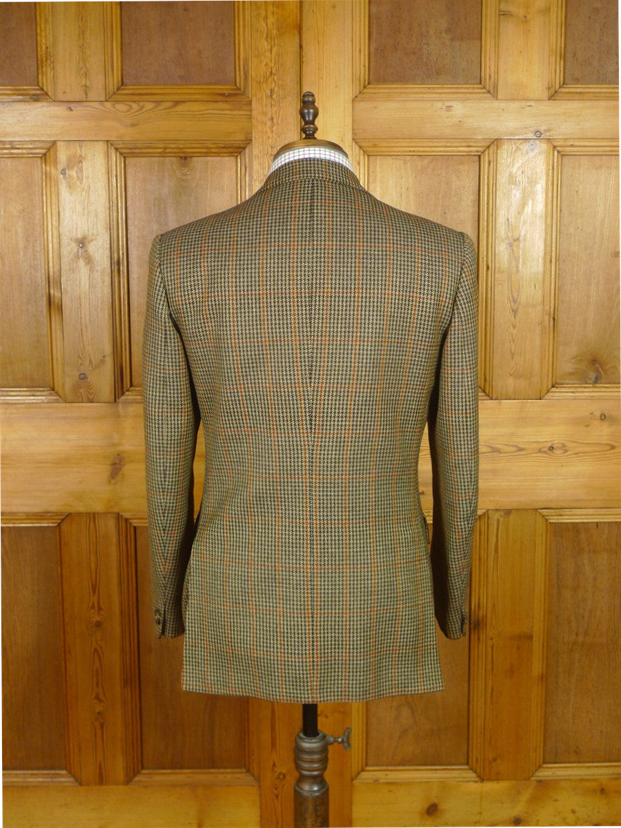 25/1015 gieves & hawkes brown / amber gun check wool tweed sports jacket blazer 40 regular