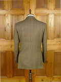25/1015 gieves & hawkes brown / amber gun check wool tweed sports jacket blazer 40 regular