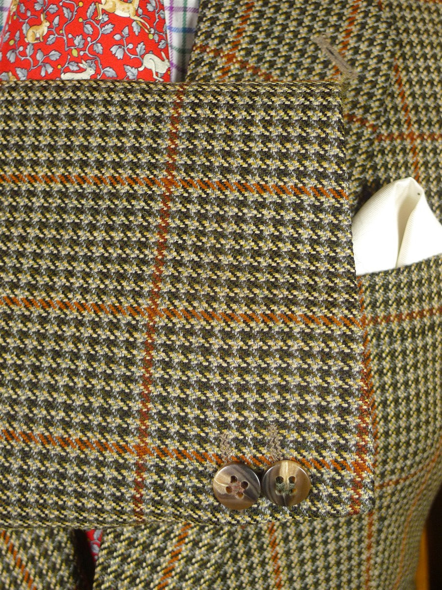 25/1015 gieves & hawkes brown / amber gun check wool tweed sports jacket blazer 40 regular