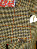 25/1015 gieves & hawkes brown / amber gun check wool tweed sports jacket blazer 40 regular