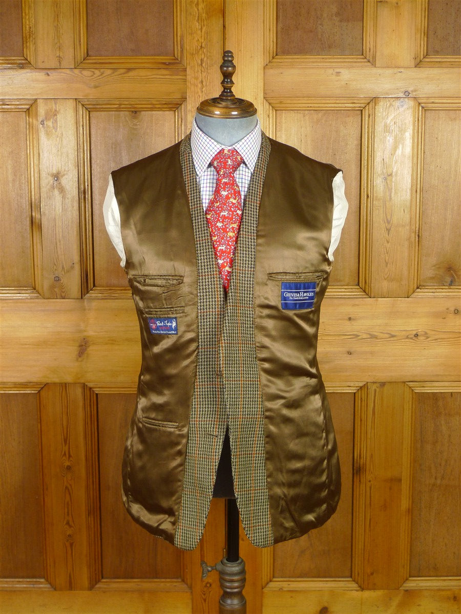 25/1015 gieves & hawkes brown / amber gun check wool tweed sports jacket blazer 40 regular