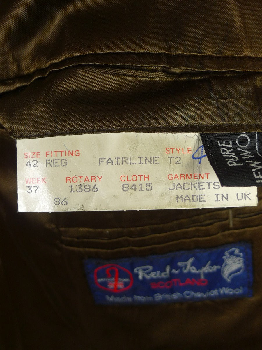 25/1015 gieves & hawkes brown / amber gun check wool tweed sports jacket blazer 40 regular