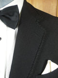 25/1020 wonderful 1960s 1970s vintage daks piccadilly worsted mix textured black dinner jacket & matching waistcoat 38 regular