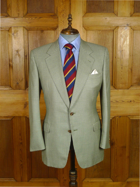 25/1013 gieves & hawkes savile row green check pure cashmere sports jacket blazer 43-44 regular