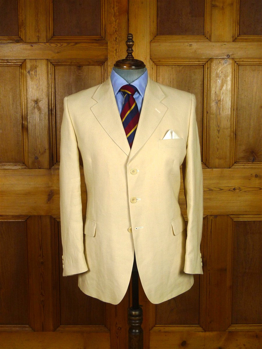 25/1016 gieves & hawkes savile row canvassed cream 100% linen blazer jacket 43-44 regular