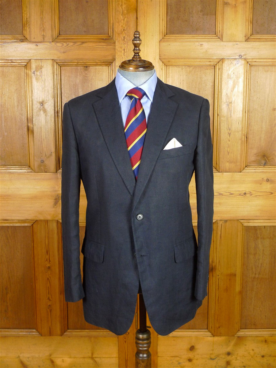 25/1017 immaculate gieves & hawkes savile row dark blue 100% linen blazer jacket 42 regular