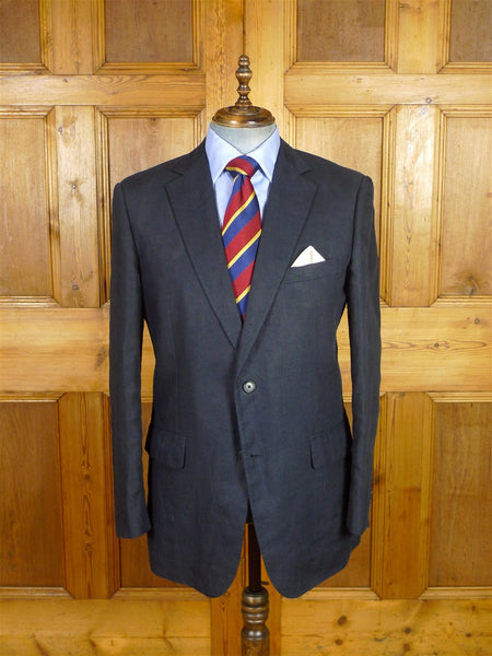 25/1017 immaculate gieves & hawkes savile row dark blue 100% linen blazer jacket 42 regular