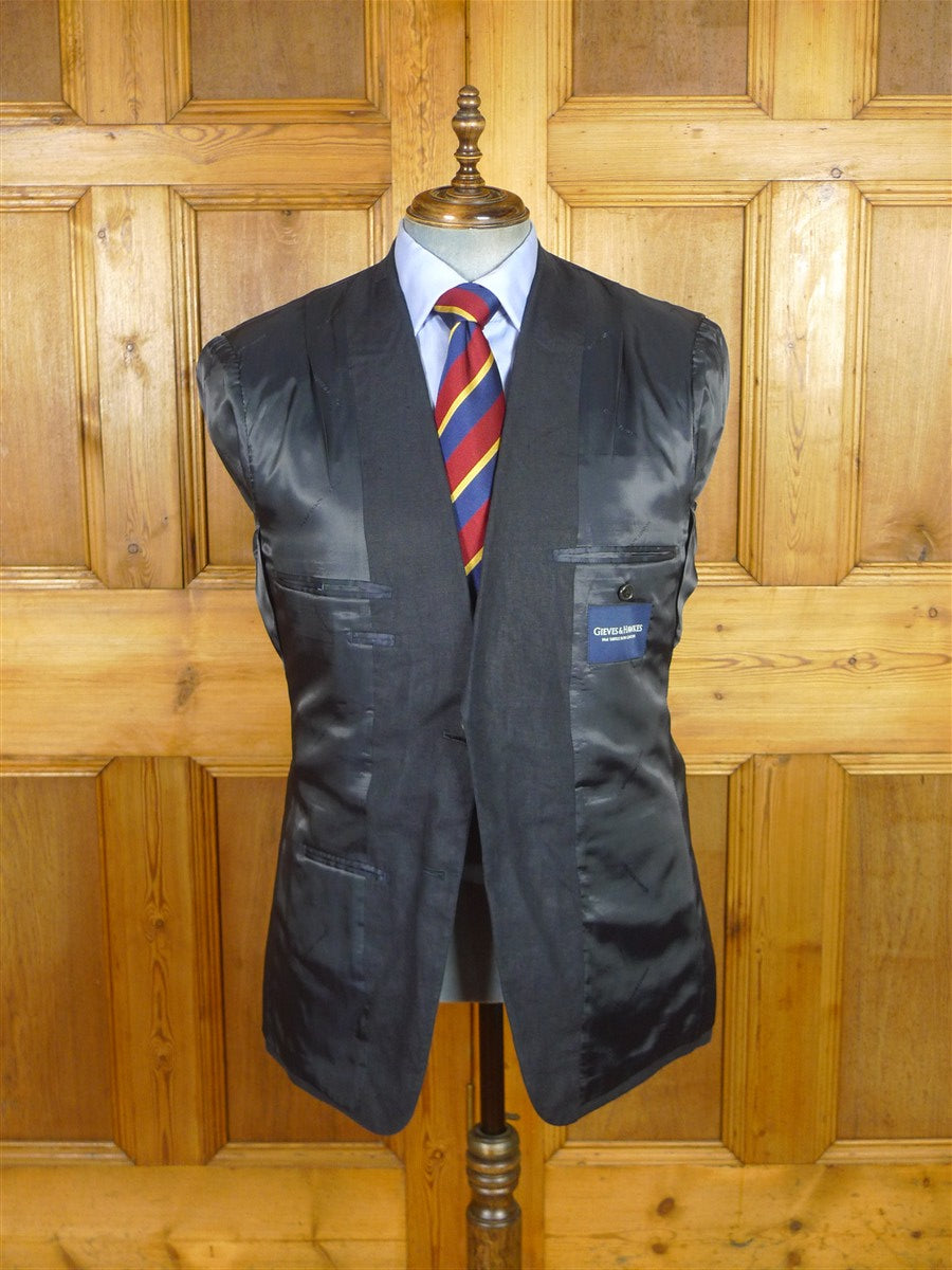 25/1017 immaculate gieves & hawkes savile row dark blue 100% linen blazer jacket 42 regular