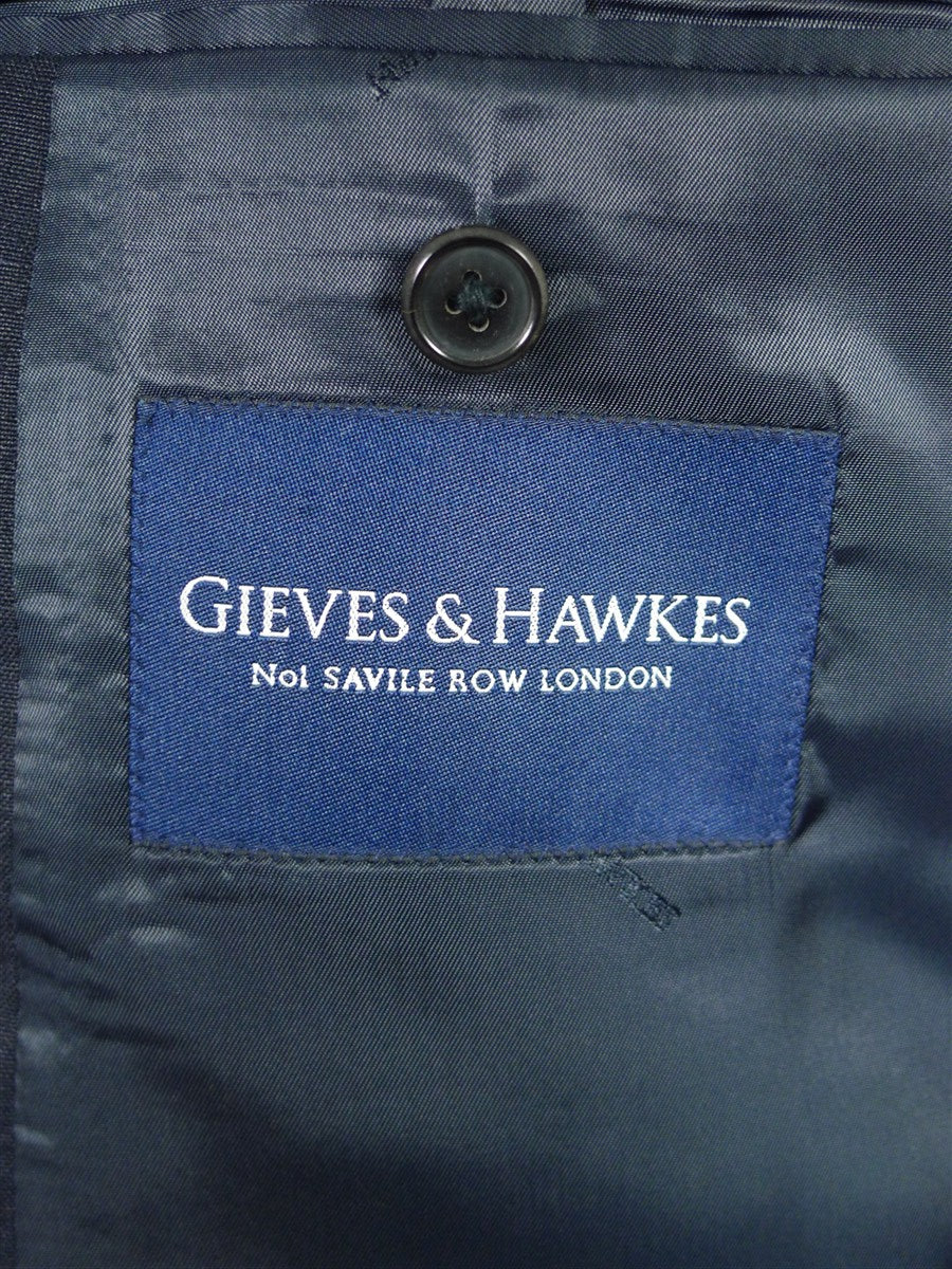 25/1017 immaculate gieves & hawkes savile row dark blue 100% linen blazer jacket 42 regular