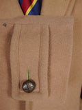 25/1024 vintage 1950s british fawn melton wool polo coat overcoat w/ burgundy linings 40