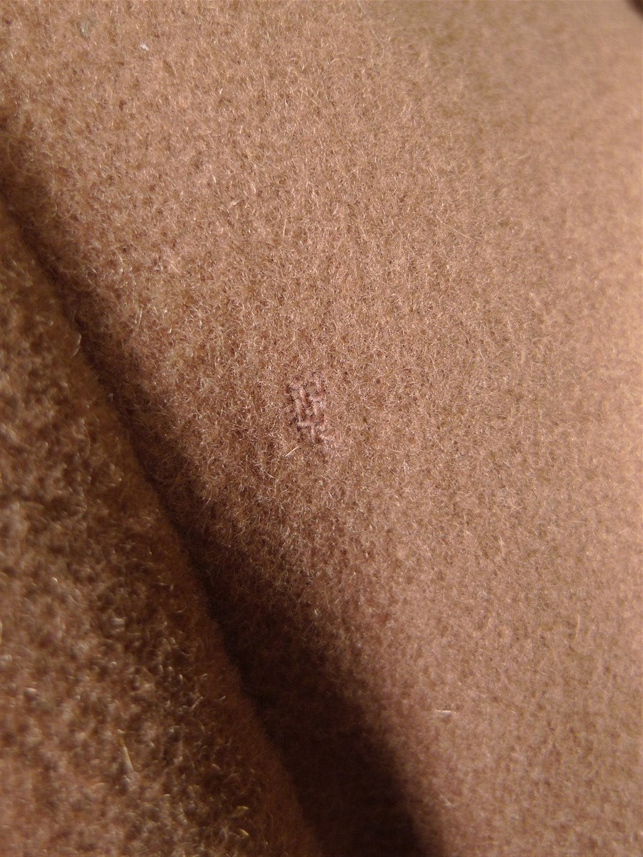 25/1024 vintage 1950s british fawn melton wool polo coat overcoat w/ burgundy linings 40