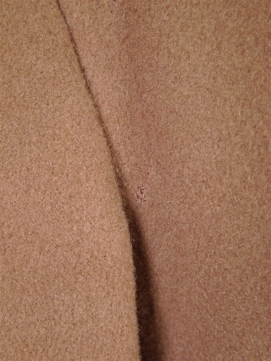 25/1024 vintage 1950s british fawn melton wool polo coat overcoat w/ burgundy linings 40