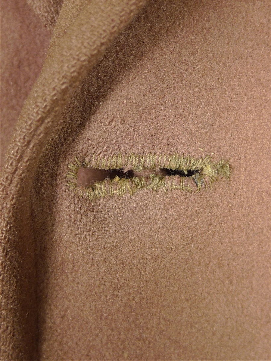 25/1024 vintage 1950s british fawn melton wool polo coat overcoat w/ burgundy linings 40