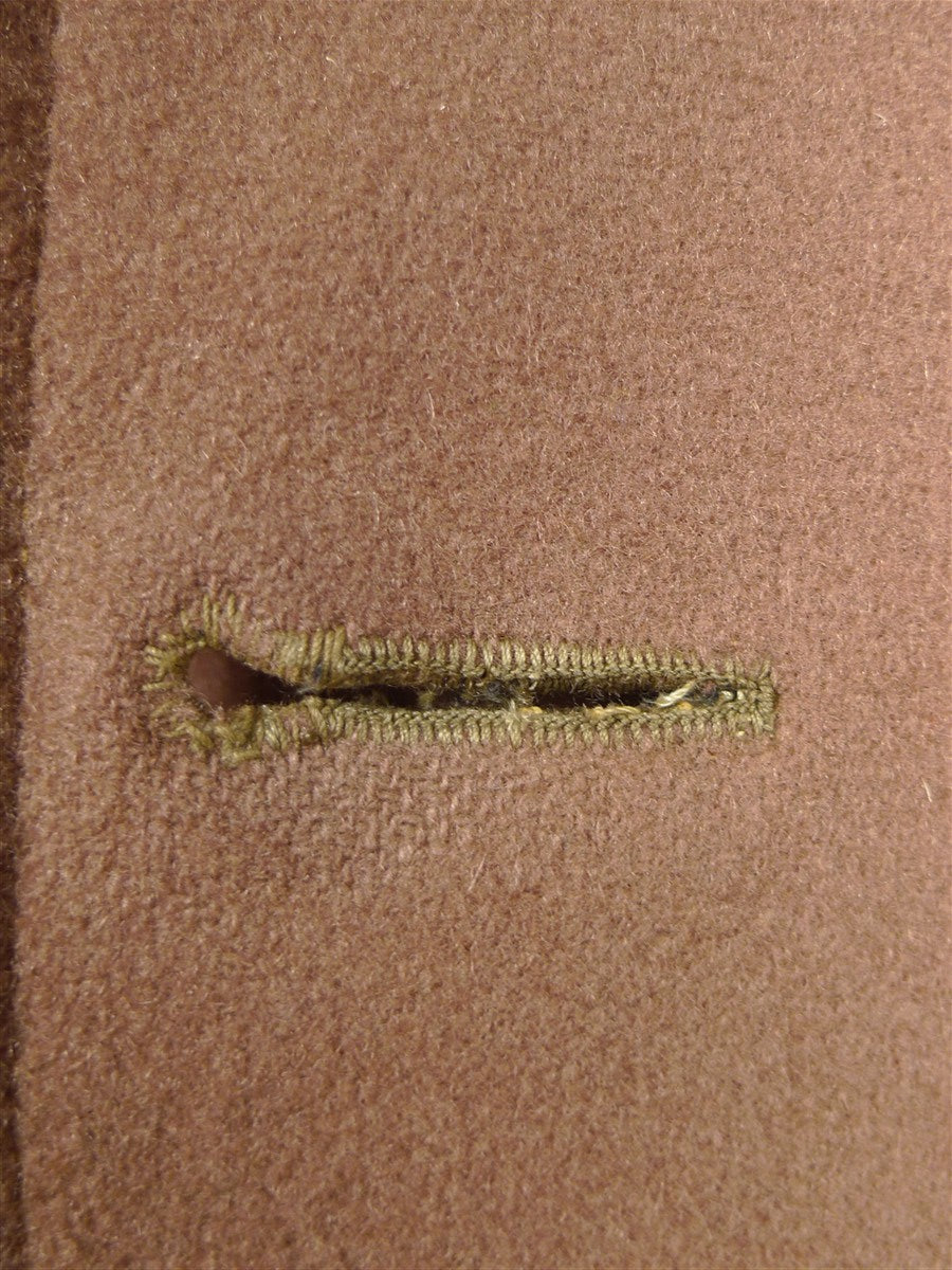 25/1024 vintage 1950s british fawn melton wool polo coat overcoat w/ burgundy linings 40