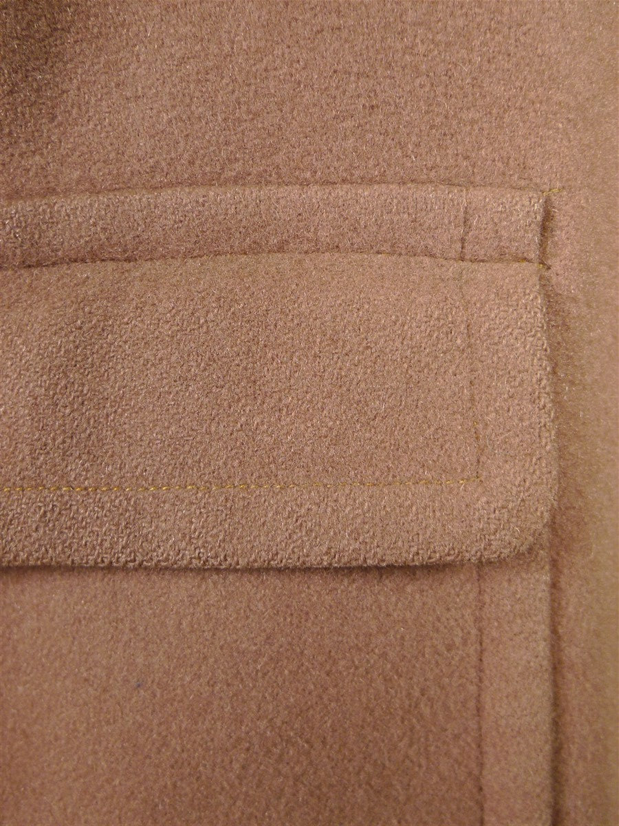 25/1024 vintage 1950s british fawn melton wool polo coat overcoat w/ burgundy linings 40