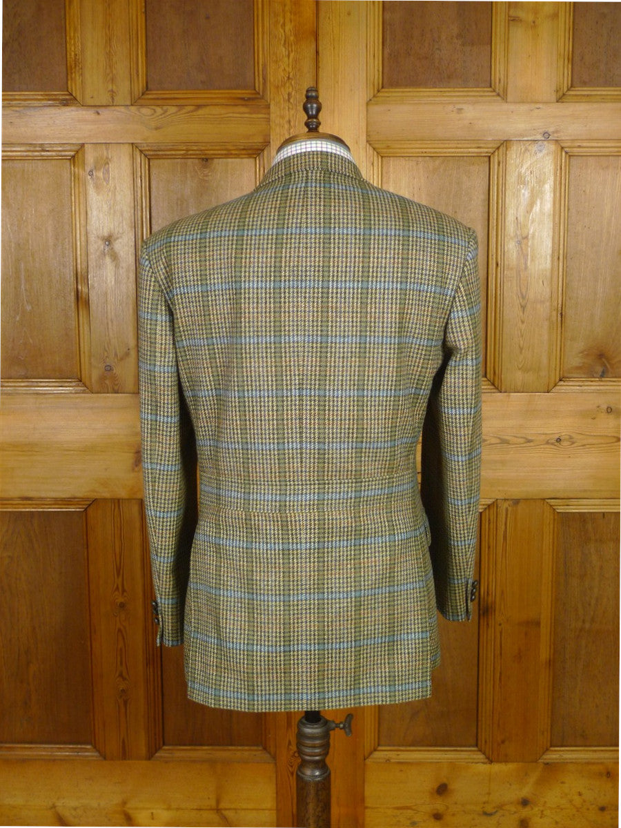 25/1009 near immaculate daks jermyn street green gun check wool tweed half norfolk style sports jacket blazer 40 regular