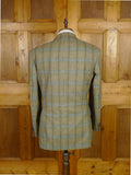 25/1009 near immaculate daks jermyn street green gun check wool tweed half norfolk style sports jacket blazer 40 regular