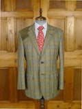 25/1009 near immaculate daks jermyn street green gun check wool tweed half norfolk style sports jacket blazer 40 regular