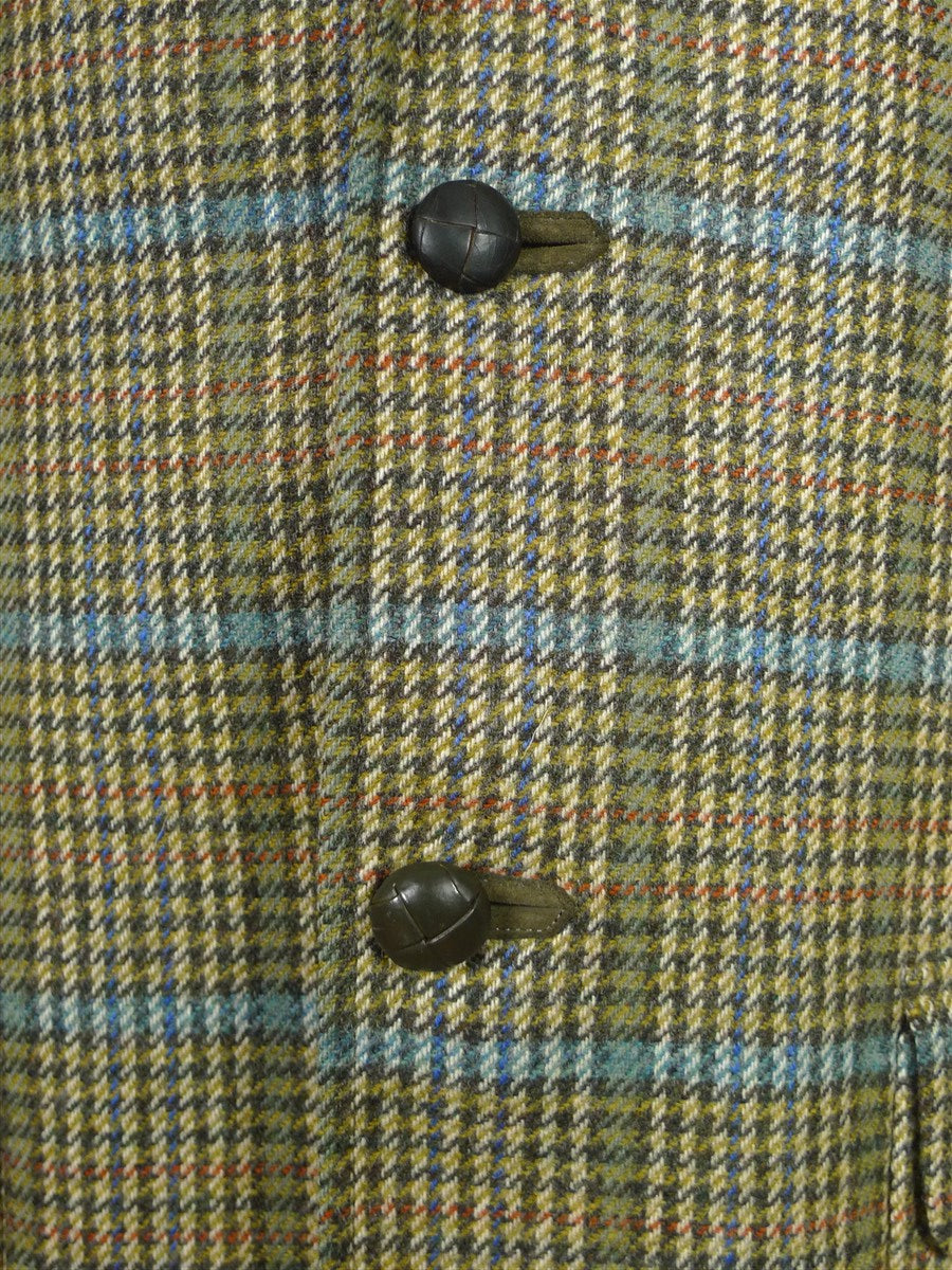 25/1009 near immaculate daks jermyn street green gun check wool tweed half norfolk style sports jacket blazer 40 regular