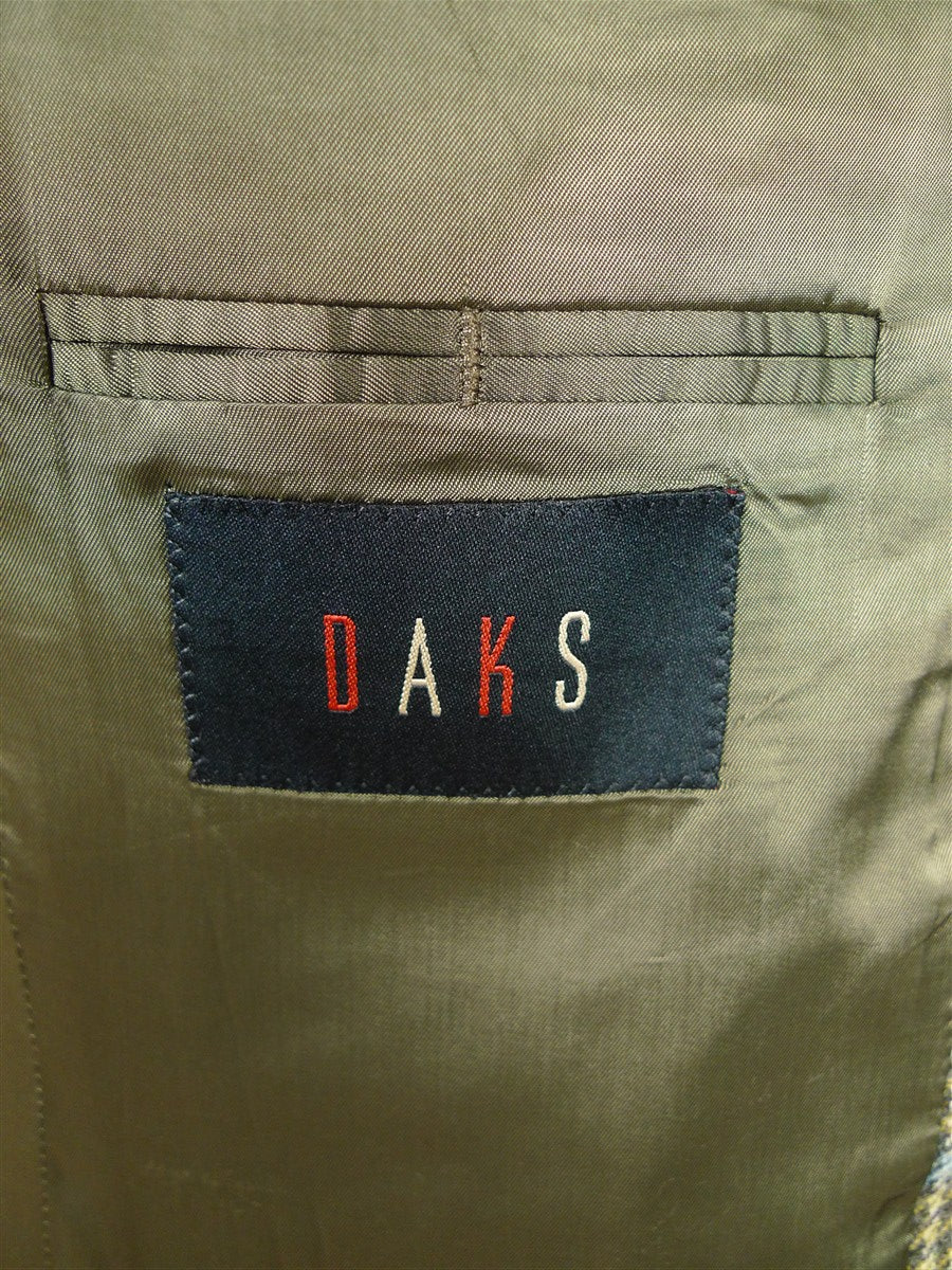 25/1009 near immaculate daks jermyn street green gun check wool tweed half norfolk style sports jacket blazer 40 regular